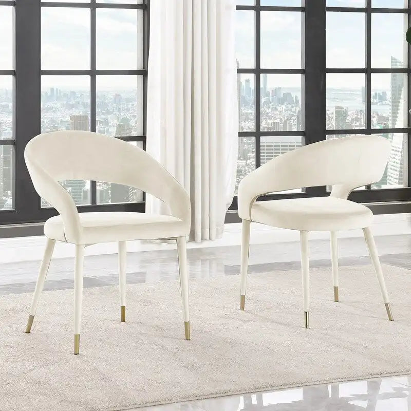 Sedia da pranzo Ellis di Best Master Furniture in similpelle contemporanea con accenti dorati (set da 2)