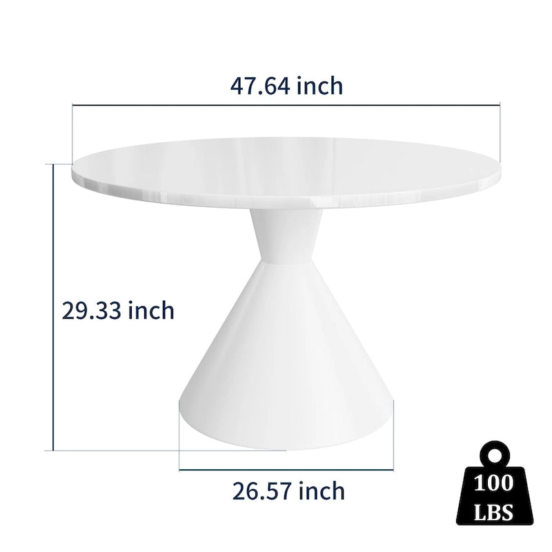 Clihome Round High Gloss Large Countertop Dining Table