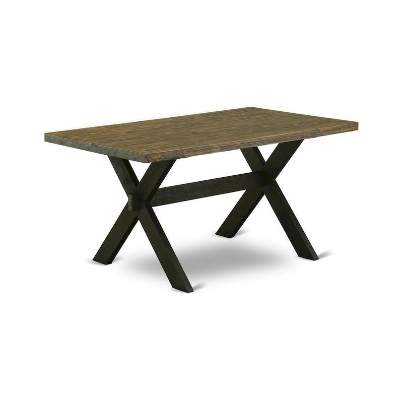 Set da pranzo East West Furniture - un tavolo da pranzo e sedie da cucina impilabili - nero spazzolato a filo (pezzi e opzioni seduta)