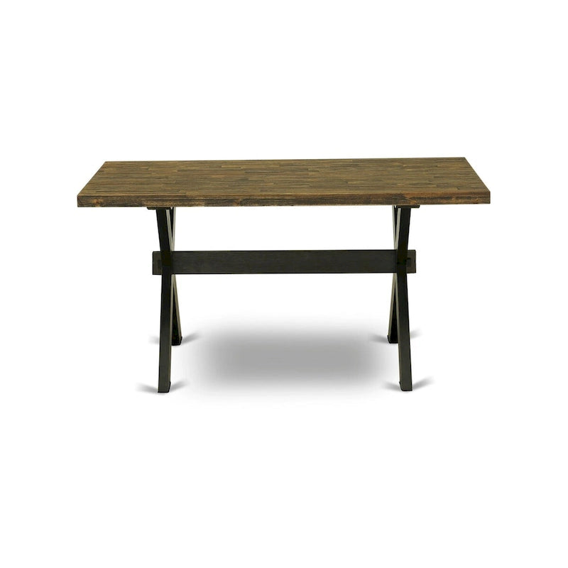 Set da pranzo East West Furniture - un tavolo da pranzo e sedie da cucina impilabili - nero spazzolato a filo (pezzi e opzioni seduta)