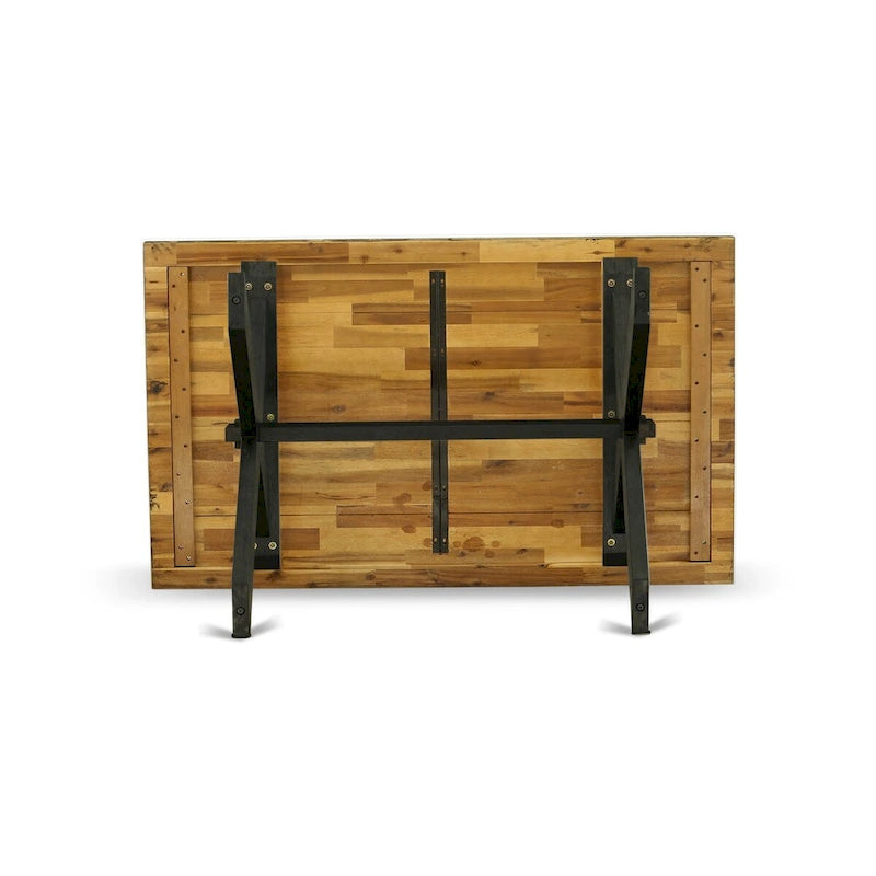 Set da pranzo East West Furniture - un tavolo da pranzo e sedie da cucina impilabili - nero spazzolato a filo (pezzi e opzioni seduta)
