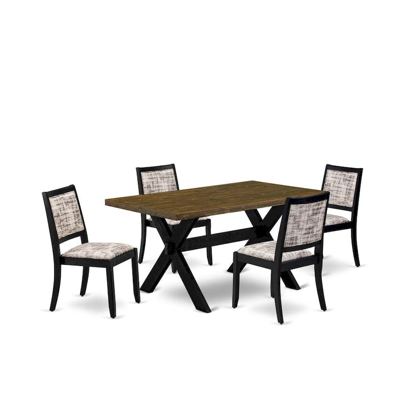 Set da pranzo East West Furniture - un tavolo da pranzo e sedie da cucina impilabili - nero spazzolato a filo (pezzi e opzioni seduta)