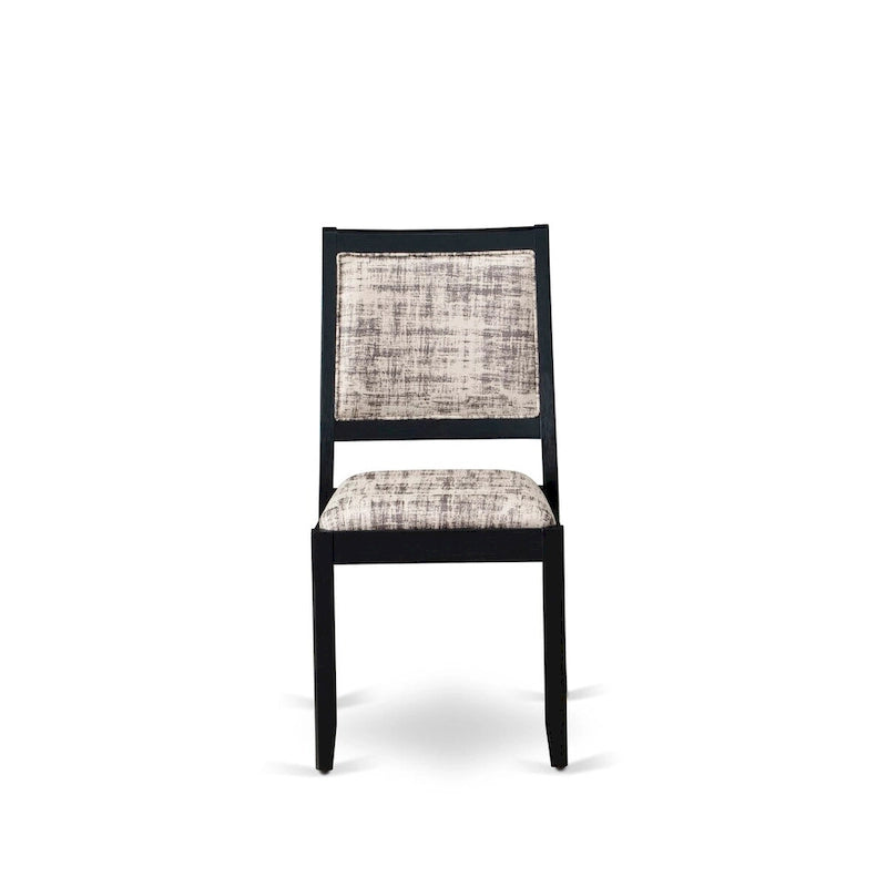 Set da pranzo East West Furniture - un tavolo da pranzo e sedie da cucina impilabili - nero spazzolato a filo (pezzi e opzioni seduta)