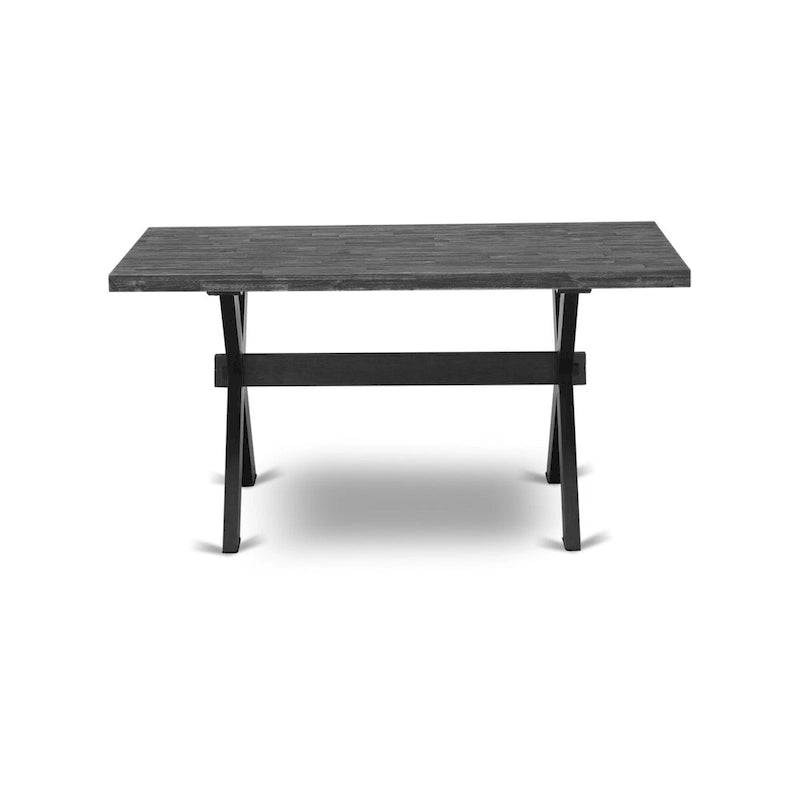 Set da pranzo East West Furniture - un tavolo da pranzo e sedie da cucina impilabili - nero spazzolato a filo (pezzi e opzioni seduta)