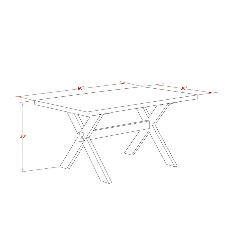 Set da pranzo East West Furniture - un tavolo da pranzo e sedie da cucina impilabili - nero spazzolato a filo (pezzi e opzioni seduta)