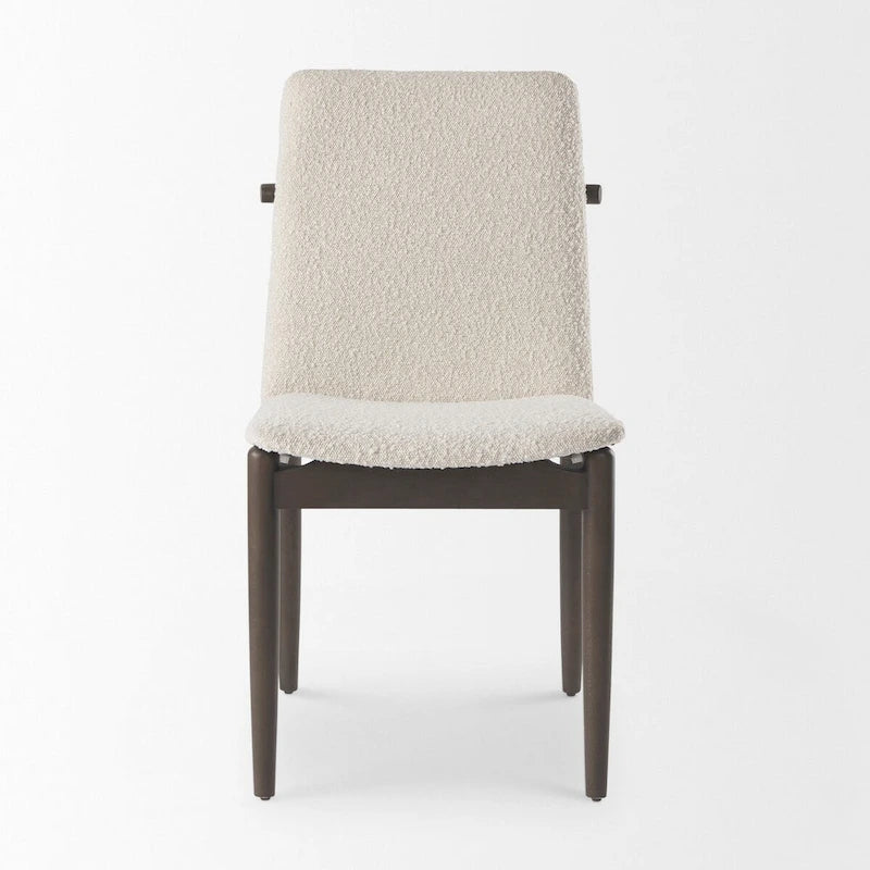 Cavett Cream Boucle Upholstered Seat W/Dark Brown Wood Frame Dining Chair