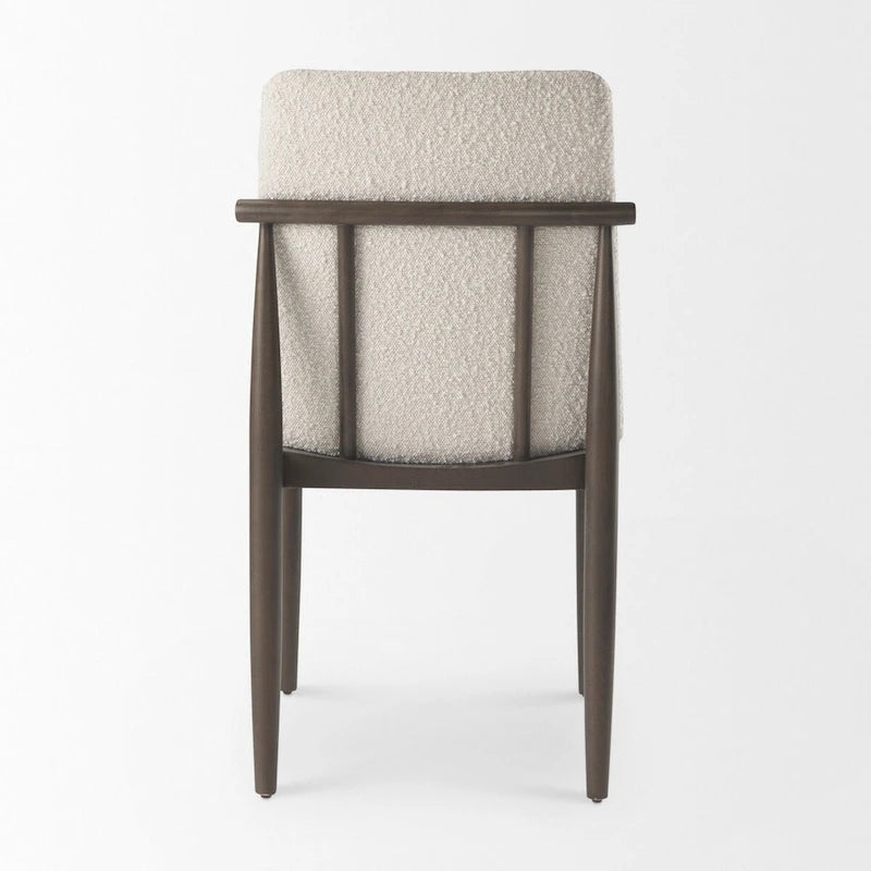 Cavett Cream Boucle Upholstered Seat W/Dark Brown Wood Frame Dining Chair