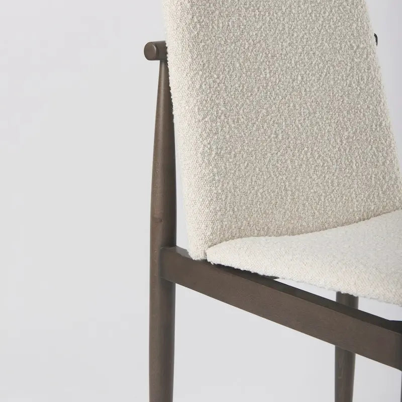 Cavett Cream Boucle Upholstered Seat W/Dark Brown Wood Frame Dining Chair