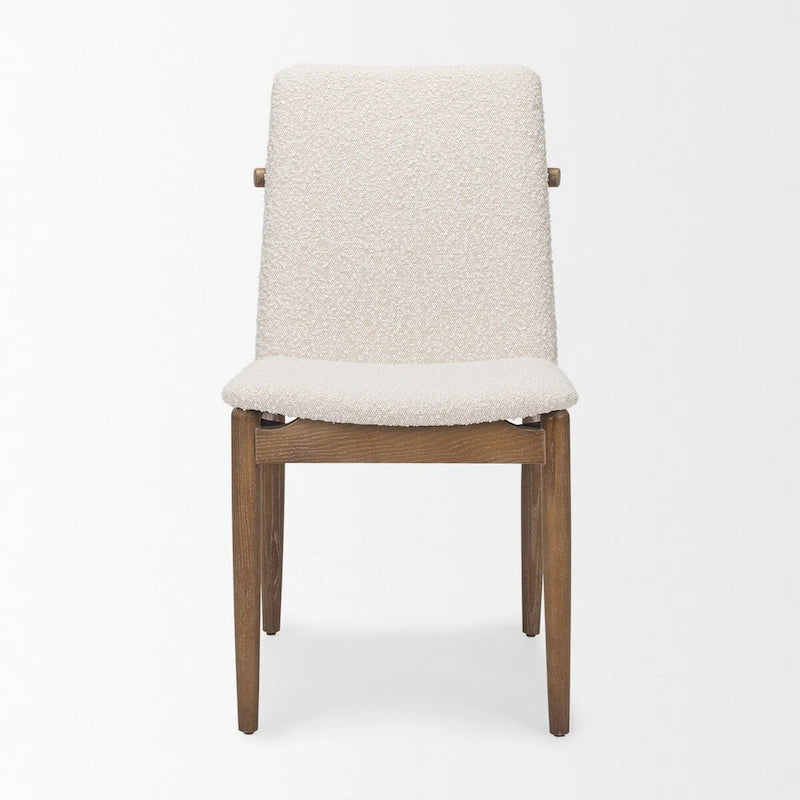 Cavett Cream Boucle Upholstered Seat W/Dark Brown Wood Frame Dining Chair