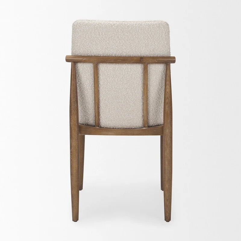 Cavett Cream Boucle Upholstered Seat W/Dark Brown Wood Frame Dining Chair