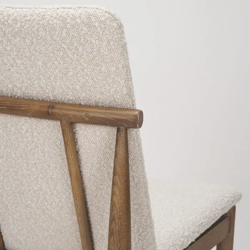 Cavett Cream Boucle Upholstered Seat W/Dark Brown Wood Frame Dining Chair