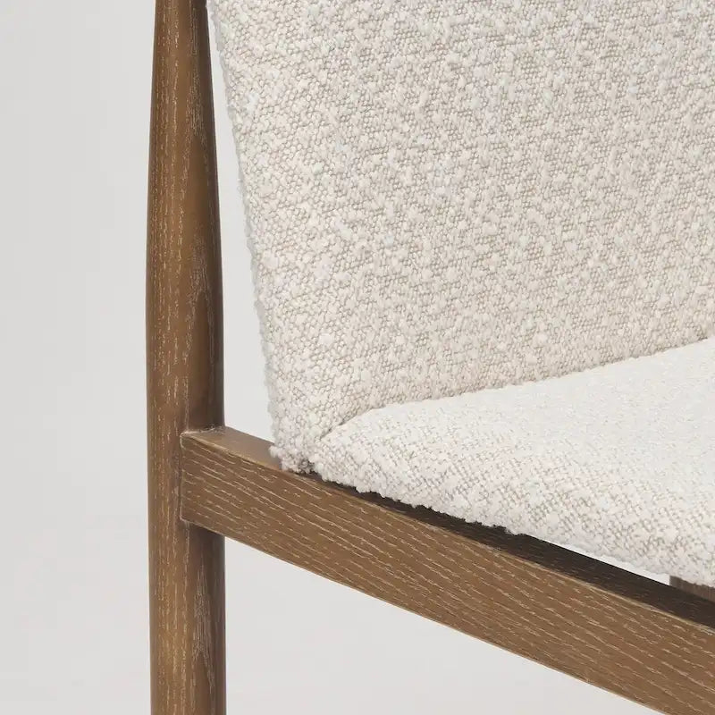 Cavett Cream Boucle Upholstered Seat W/Dark Brown Wood Frame Dining Chair