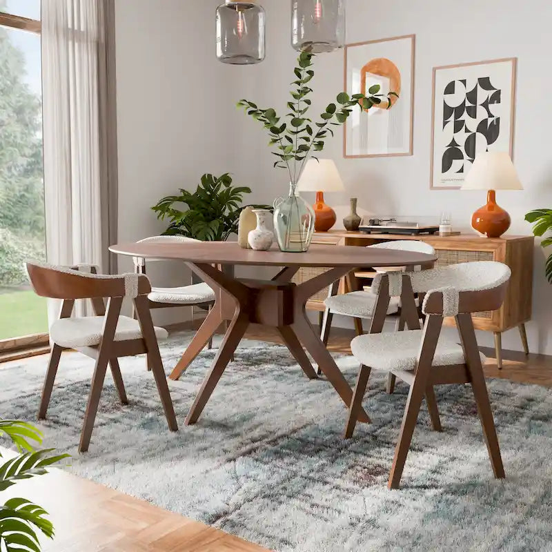 Set da pranzo di 5 pezzi in legno stile moderno Mid-century Shaw di Furniture of America