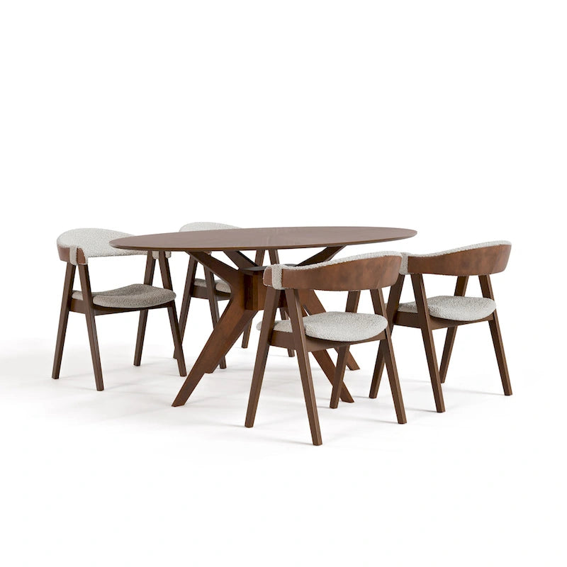 Set da pranzo di 5 pezzi in legno stile moderno Mid-century Shaw di Furniture of America