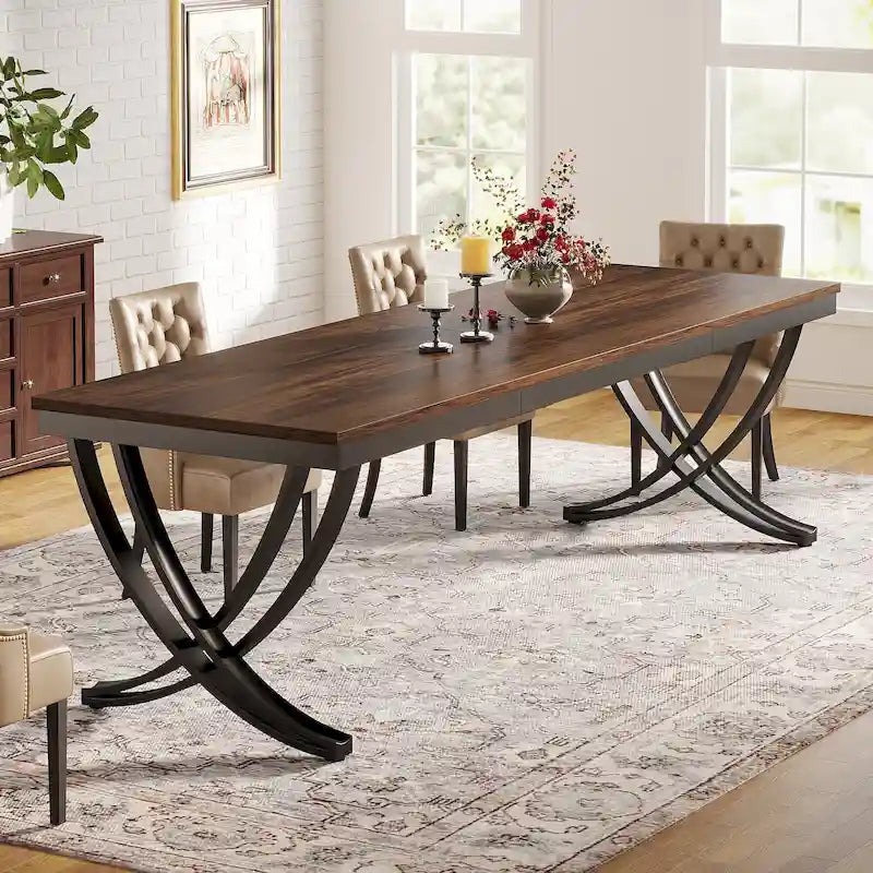 Tavolo da pranzo rettangolare extra lungo 198 cm per 6-8 persone