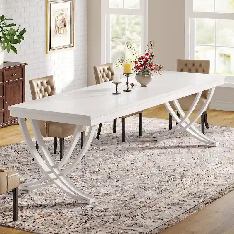 Tavolo da pranzo rettangolare extra lungo 198 cm per 6-8 persone