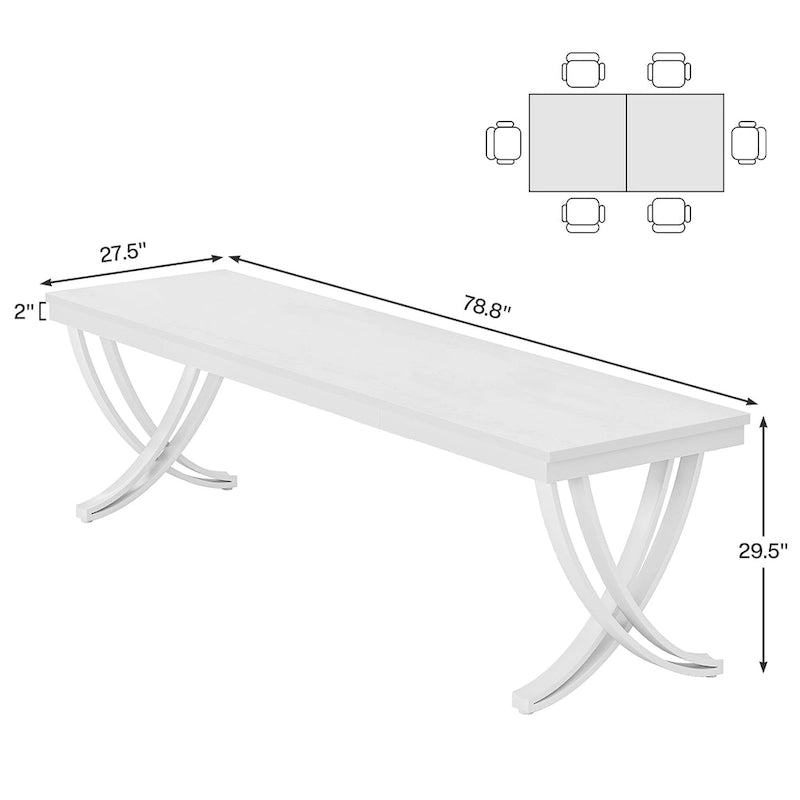 Tavolo da pranzo rettangolare extra lungo 198 cm per 6-8 persone