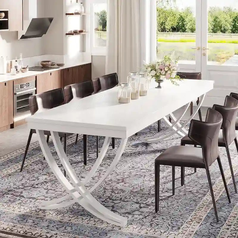 Tavolo da pranzo rettangolare extra lungo 198 cm per 6-8 persone
