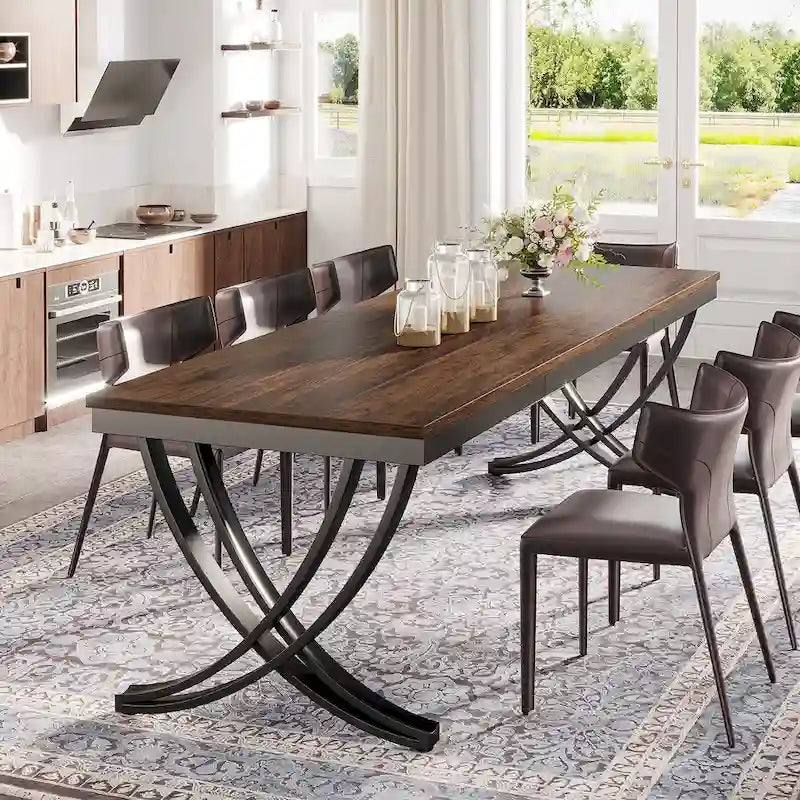 Tavolo da pranzo rettangolare extra lungo 198 cm per 6-8 persone