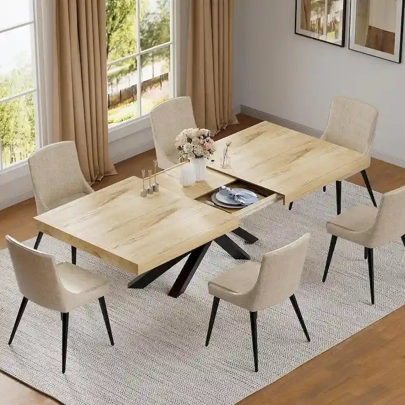 63-79 Extendable Dining Room Table for 6 8, Modern Kitchen Table