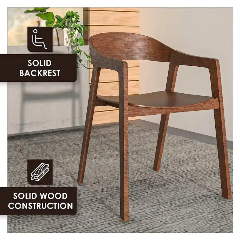 Rivo Modern Accent Dining Chairs with Arms in Oak Wood for Dining Room, Living Room and Kitchen