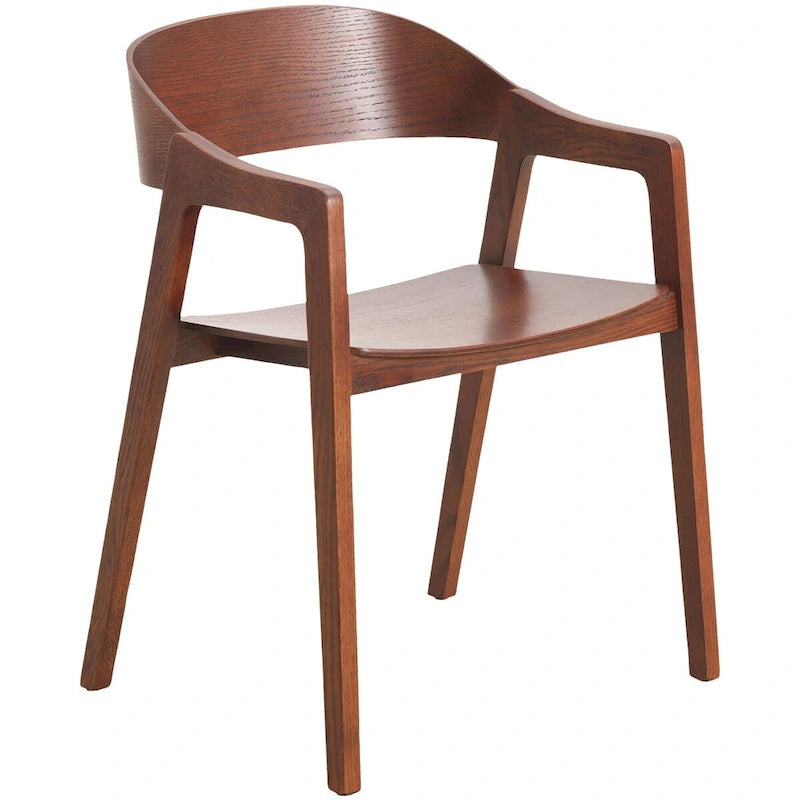 Rivo Modern Accent Dining Chairs with Arms in Oak Wood for Dining Room, Living Room and Kitchen