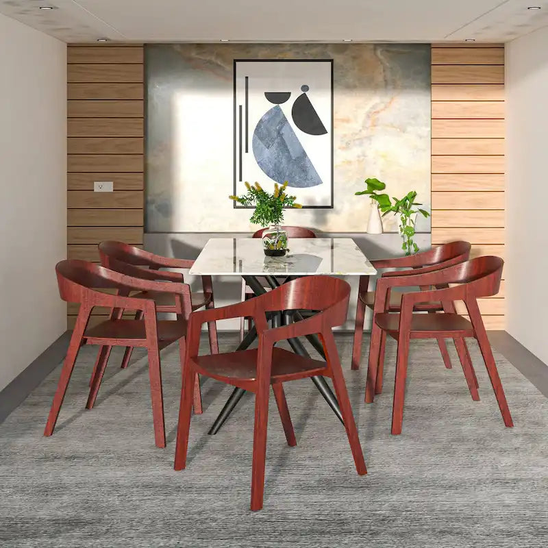 Rivo Modern Accent Dining Chairs with Arms in Oak Wood for Dining Room, Living Room and Kitchen