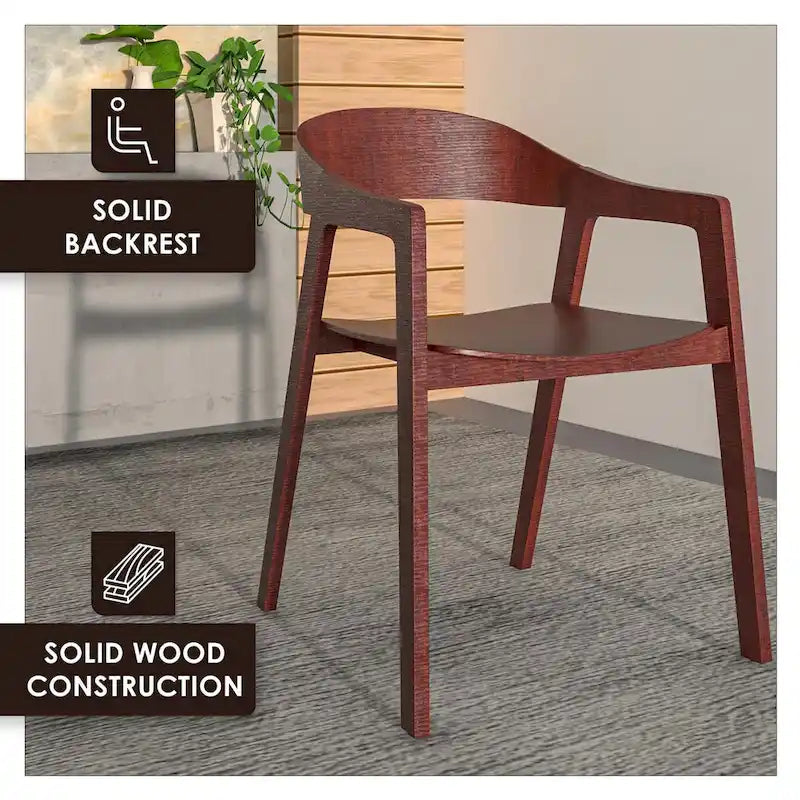 Rivo Modern Accent Dining Chairs with Arms in Oak Wood for Dining Room, Living Room and Kitchen