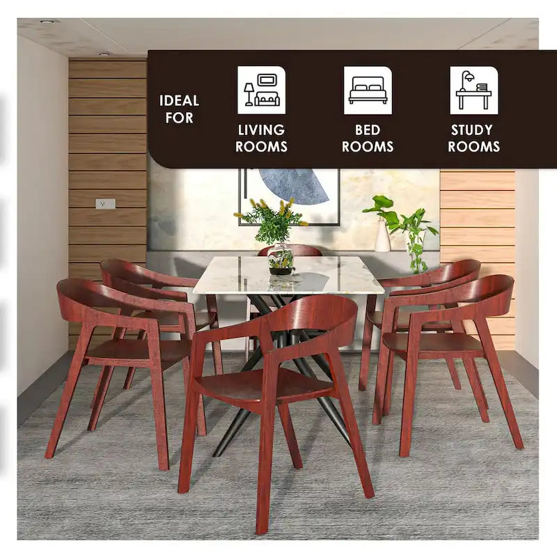 Rivo Modern Accent Dining Chairs with Arms in Oak Wood for Dining Room, Living Room and Kitchen