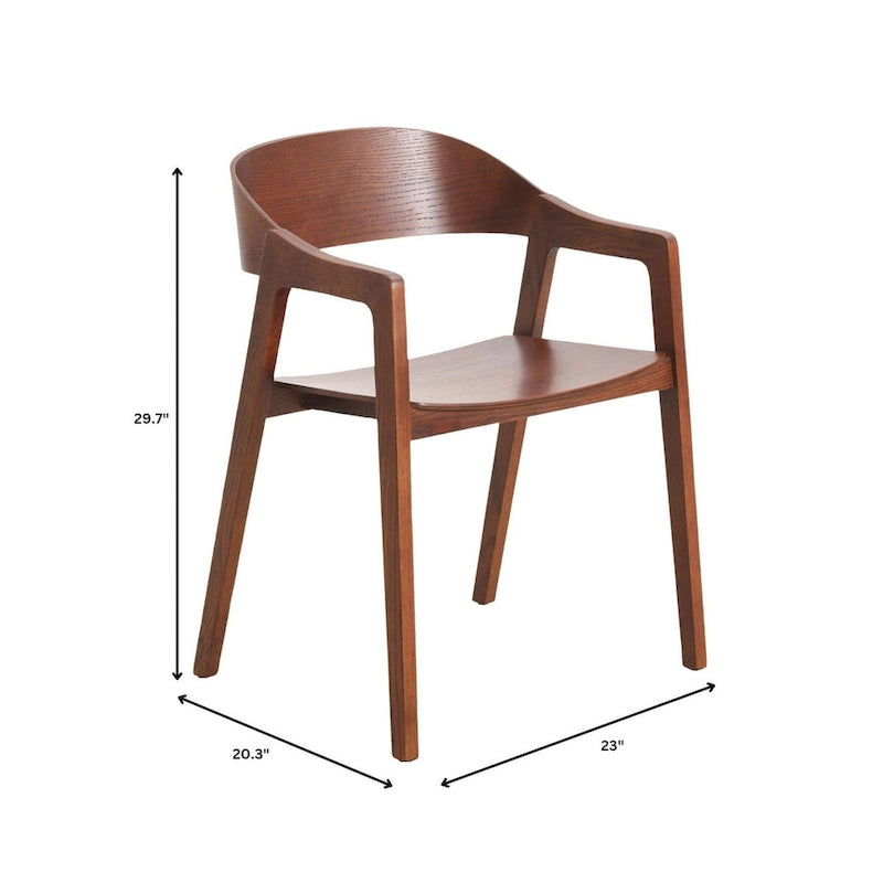Rivo Modern Accent Dining Chairs with Arms in Oak Wood for Dining Room, Living Room and Kitchen
