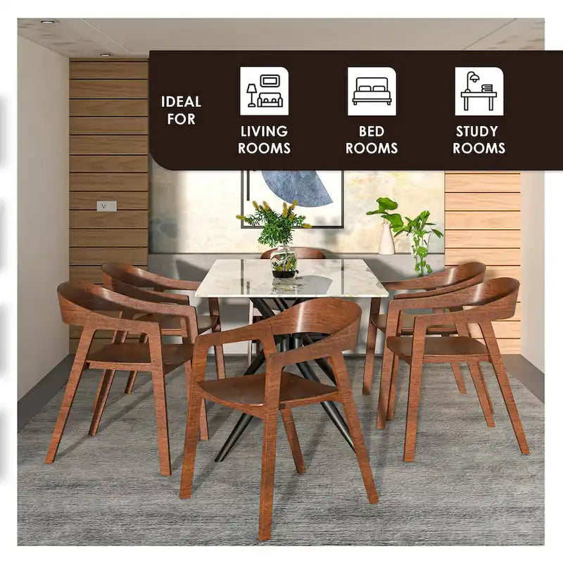 Rivo Modern Accent Dining Chairs with Arms in Oak Wood for Dining Room, Living Room and Kitchen