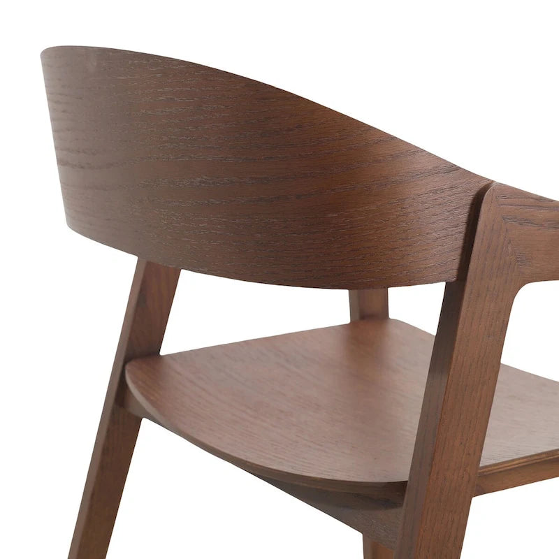 Rivo Modern Accent Dining Chairs with Arms in Oak Wood for Dining Room, Living Room and Kitchen