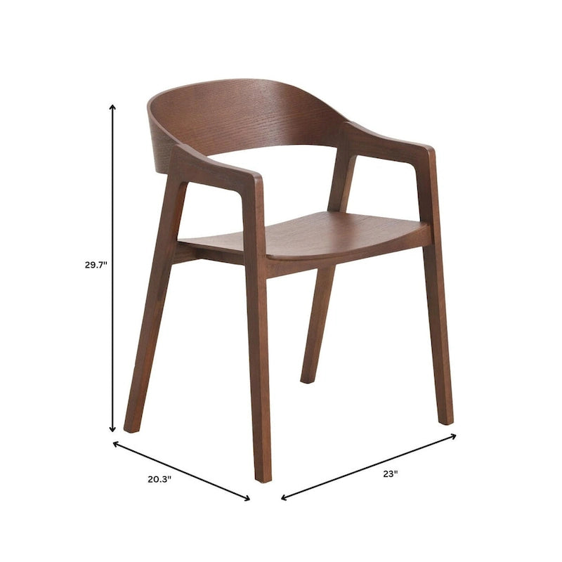 Rivo Modern Accent Dining Chairs with Arms in Oak Wood for Dining Room, Living Room and Kitchen