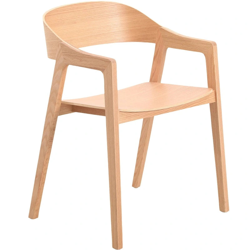Rivo Modern Accent Dining Chairs with Arms in Oak Wood for Dining Room, Living Room and Kitchen