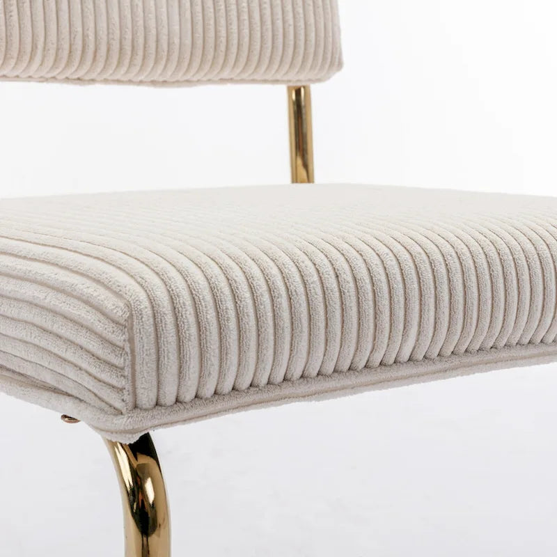 Sedie da pranzo in velluto a coste Mid Century con base in metallo dorato, set da 4