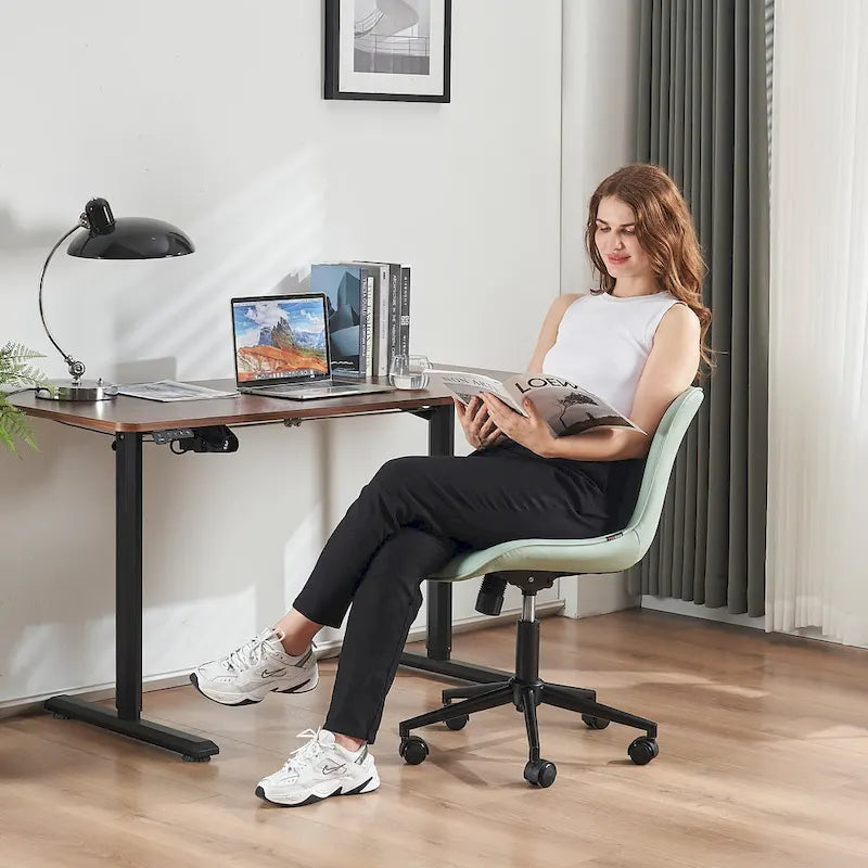 Ergonomic Office Chair Swivel Armless Desk Chair with Wheels
