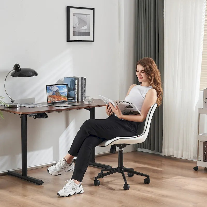 Ergonomic Office Chair Swivel Armless Desk Chair with Wheels