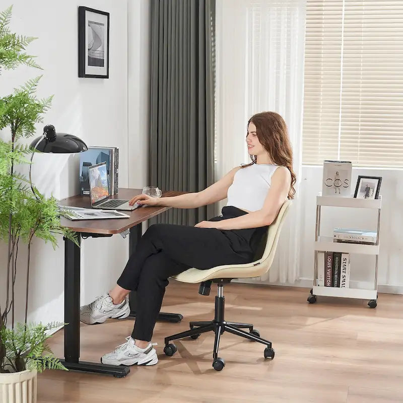 Ergonomic Office Chair Swivel Armless Desk Chair with Wheels