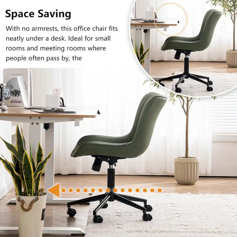 Ergonomic Office Chair Swivel Armless Desk Chair with Wheels