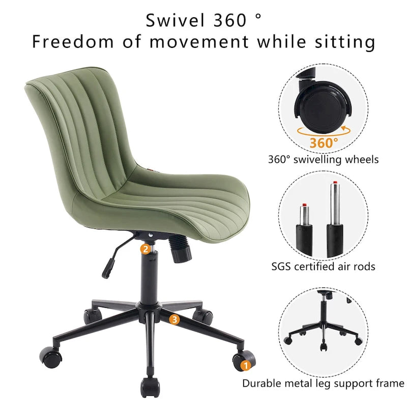 Ergonomic Office Chair Swivel Armless Desk Chair with Wheels