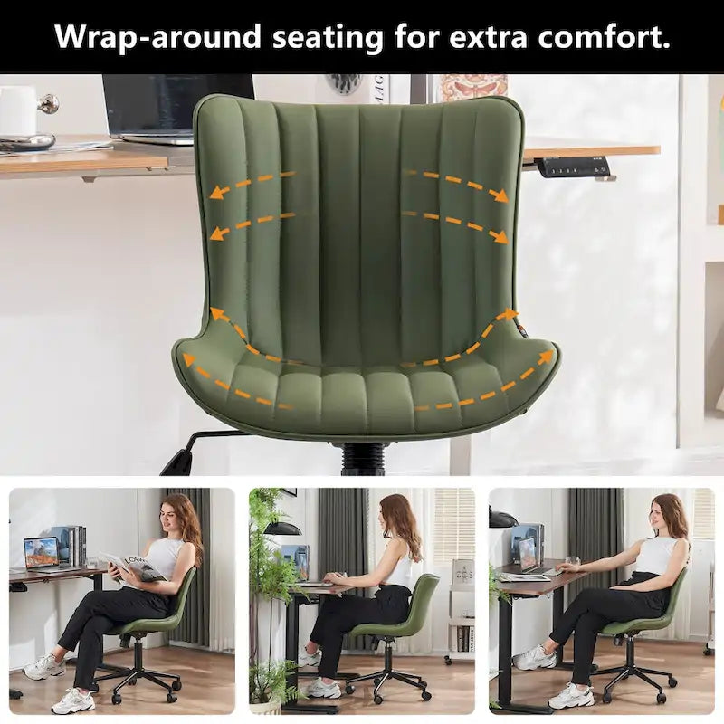 Ergonomic Office Chair Swivel Armless Desk Chair with Wheels
