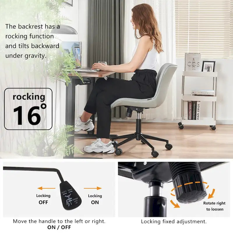 Ergonomic Office Chair Swivel Armless Desk Chair with Wheels