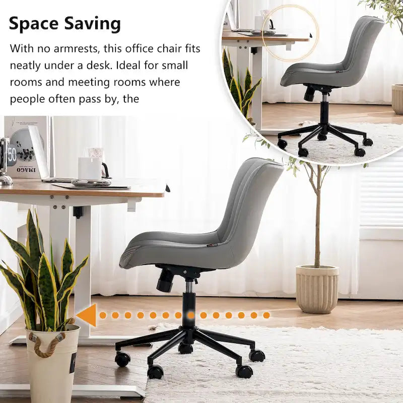 Ergonomic Office Chair Swivel Armless Desk Chair with Wheels