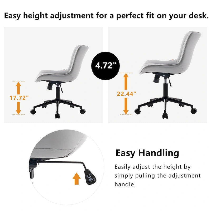 Ergonomic Office Chair Swivel Armless Desk Chair with Wheels