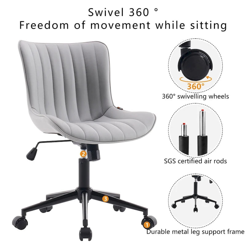 Ergonomic Office Chair Swivel Armless Desk Chair with Wheels