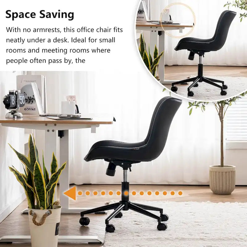 Ergonomic Office Chair Swivel Armless Desk Chair with Wheels