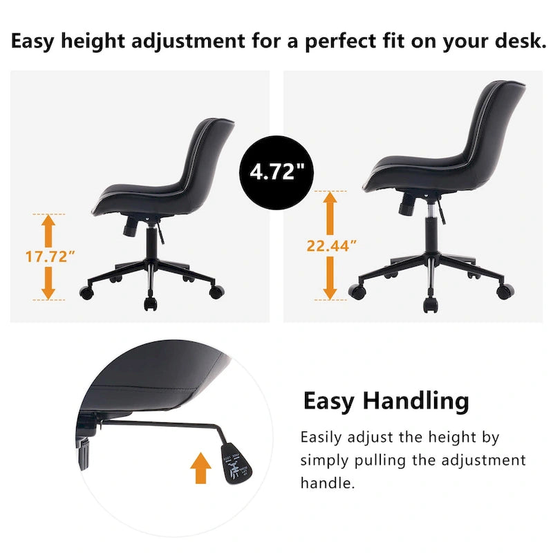 Ergonomic Office Chair Swivel Armless Desk Chair with Wheels