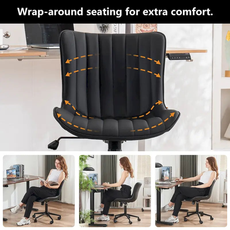 Ergonomic Office Chair Swivel Armless Desk Chair with Wheels
