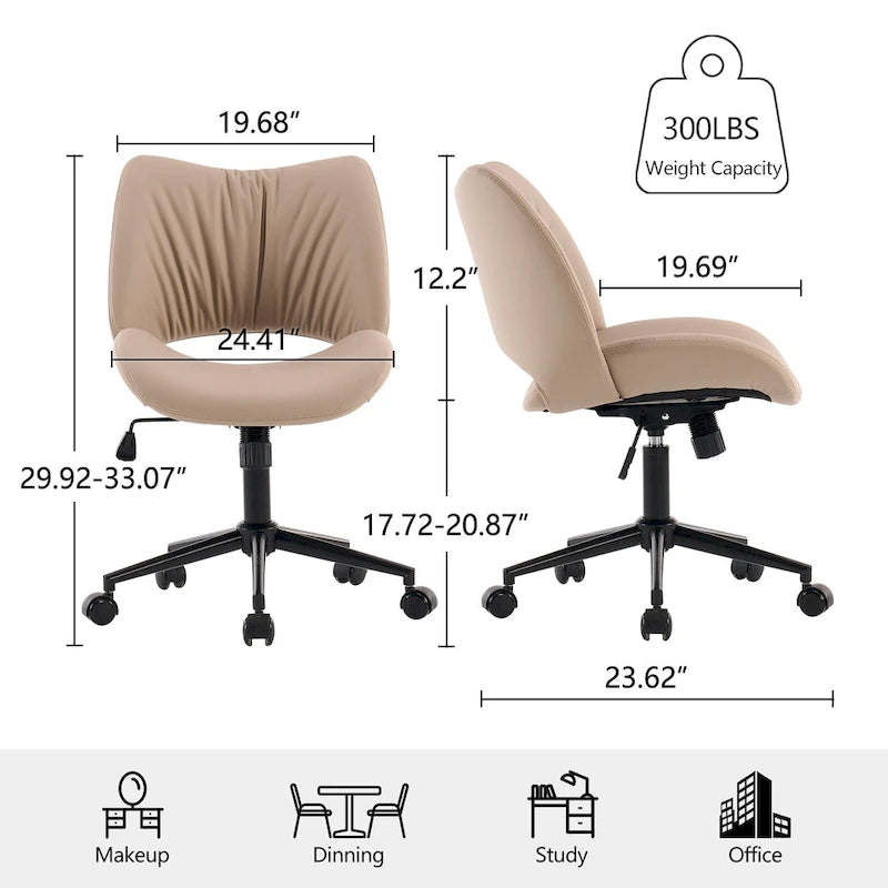 Sedia da ufficio ergonomica girevole senza braccioli con ruote
