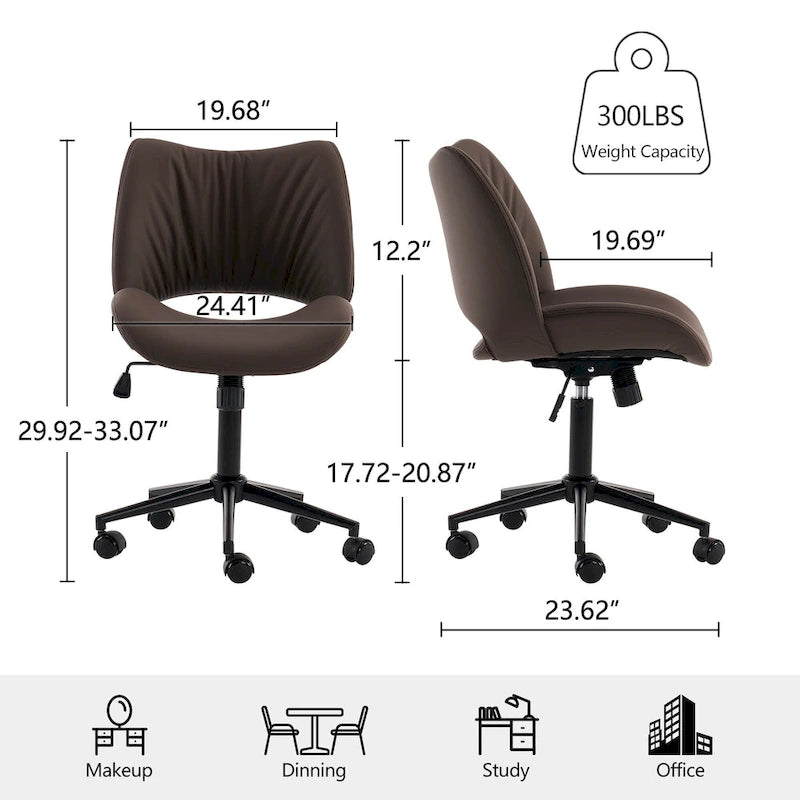 Sedia da ufficio ergonomica girevole senza braccioli con ruote